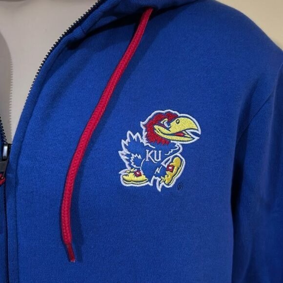 NCAA Kansas Jayhawks zip sweatshirt hoodie jacket men’s large New - Picture 2 of 9
